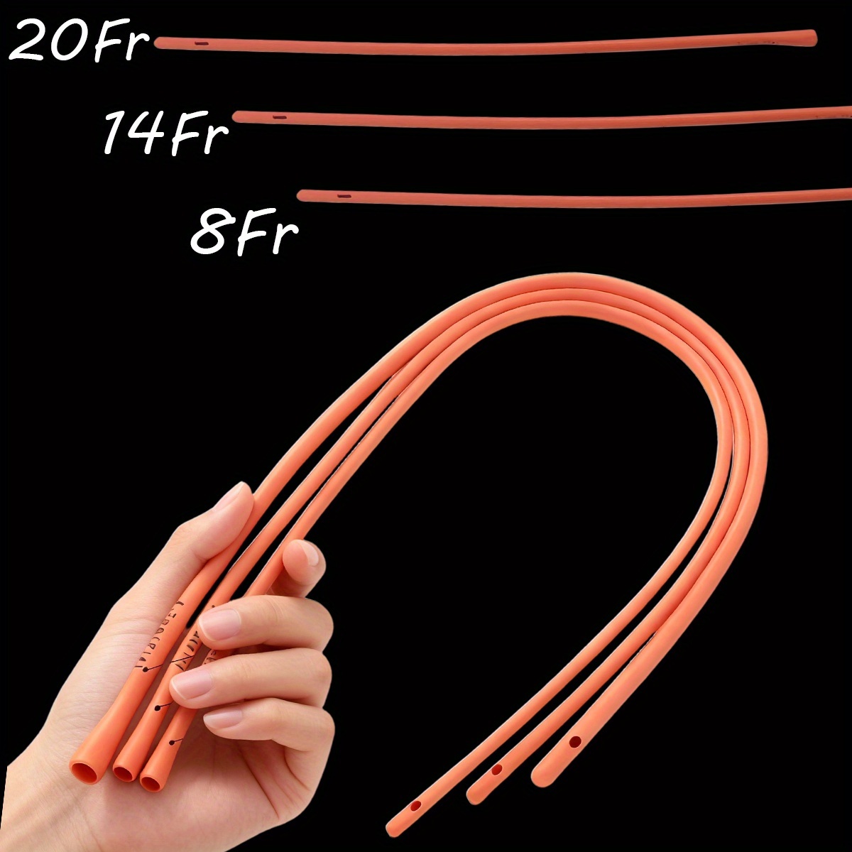 Medical Health Lab - 8Fr/14Fr/20Fr Red Latex Medical Tubing -
